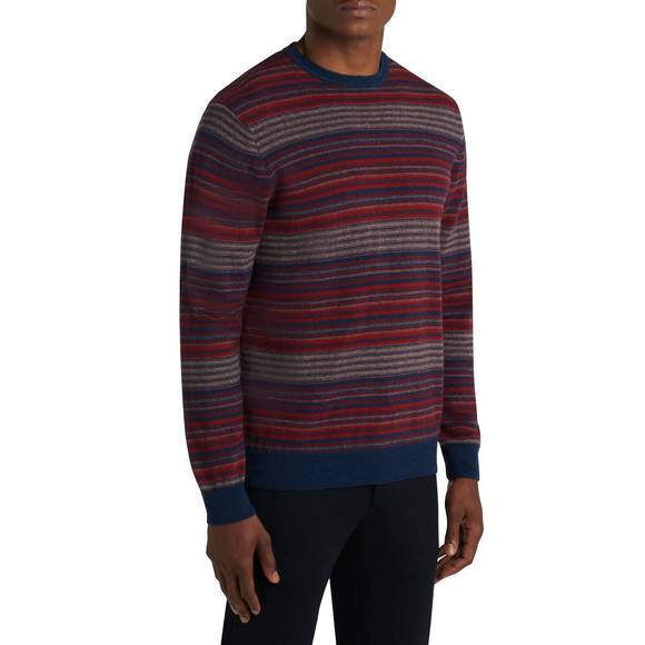 NEW BUGATCHI UOMO long sleeve striped sweater in ruby